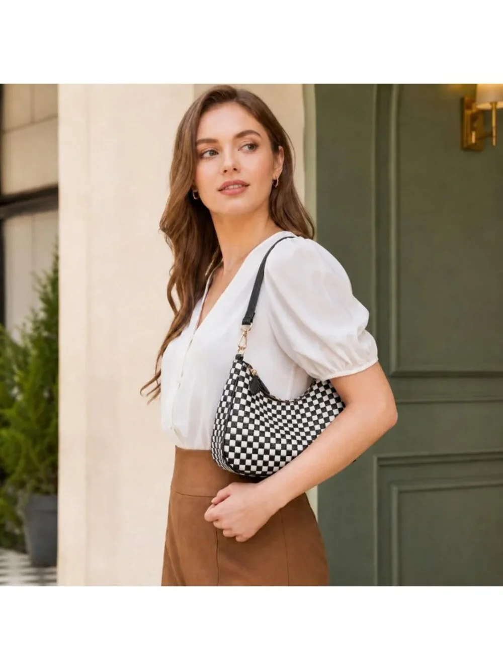 Chic Black Vegan Leather Woven Shoulder Bag, Slouchy Hobo Crossbody Tote